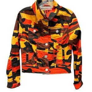 VIP Jeans Camo Camouflage  Crop Denim jacket SIZE SMALL NWT!